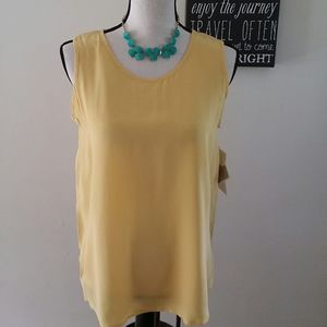 JENNIFER L. Silk Sleeveless Yellow Blouse  Small